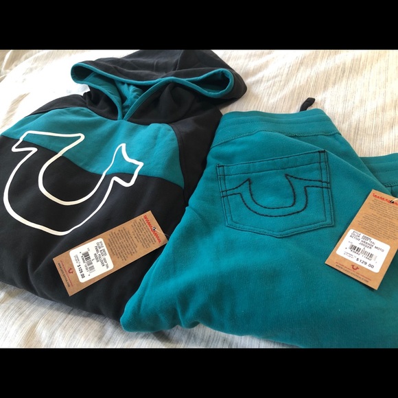 True Religion Women’s Sweatsuit Active Black/Teal - Picture 5 of 7